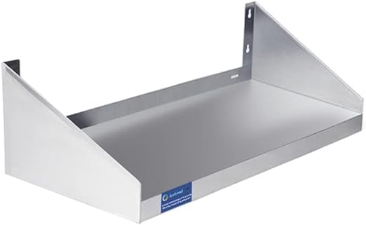 Stainless Steel Wall Shelf with Side Guards | Premium Commercial Wall-Mounted Shelf | NSF Certified Metal Utility Storage for Kitchen, Garage, or Laundry (24" Long x 18" Deep)