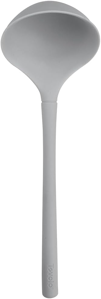 Tovolo Flex Core Silicone Ladle BPA Free Oyster Gray Deep Silicone Soup Ladle, Heat Resistant All Silicone Ladle Construction, Large Dishwasher Soup Ladle Kitchen Utensil for Cooking