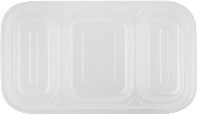 Restaurantware TRAYS ONLY: Futura 15.2 Ounce Trays For Containers, 100 Microwavable Trays For 24, 34, & 44 Ounce Containers - Containers Sold Separately, 3 Compartments, Clear Plastic Food Trays