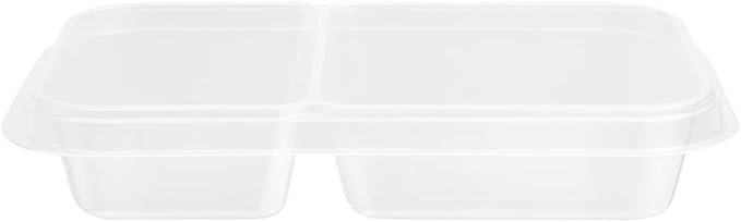 Restaurantware TRAYS ONLY: Futura 15.2 Ounce Trays For Containers 100 Microwavable Trays For 24 34 And 44 Ounce Containers - Containers Sold Separately 2 Compartments Clear Plastic Food Trays