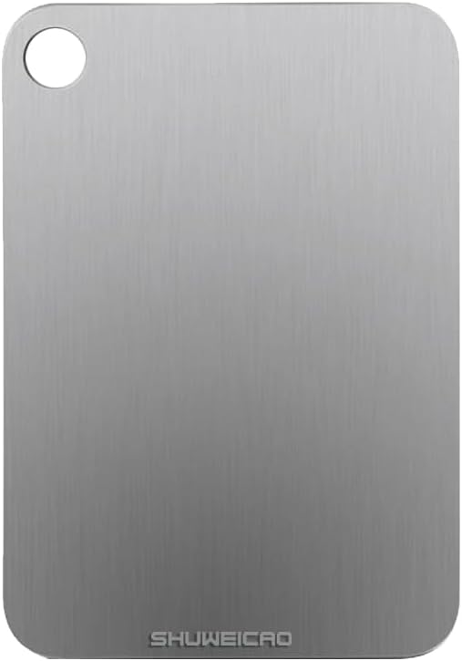 SHUWEICAO- 100% Pure Titanium Cutting Board for Kitchen, Cutting Edge Hygiene & Durability, Double Sided Medical Grade titanium cutting board for Meat Fruit & Vegetable, Easy to Store(11.4 * 7.87in)