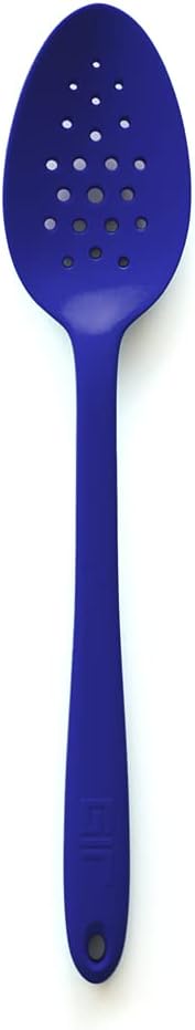GIR: Get It Right Premium Perforated Spoon - Non-Stick Heat Resistant Silicone Straining Spoon - Perfect for Removing, Filtering, Skimming, Cooking, Frying, Strainer - 13 IN, Navy, (GIRSNH381NVY)