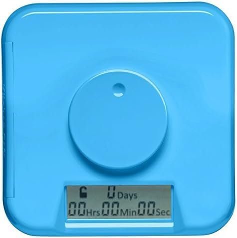 KSafe Time Lock Safe for Cell Phones, Snacks & Medications - Phone Lock Box with Timer - Kitchen Safe Time Locking Container for Better Habit Formation (XL, Blue Lid + 12.3” White Base)