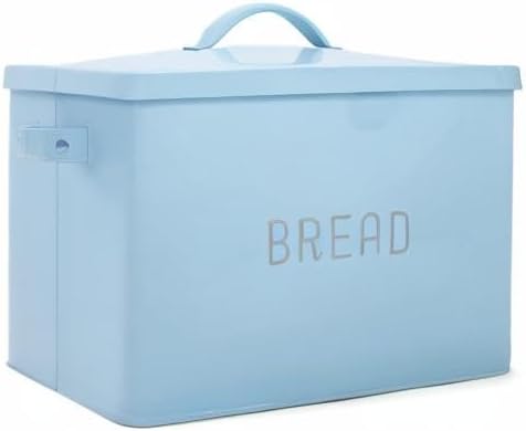 Nat & Jules Extra Large Blue 15 x 10 Metal Farmhouse Bread Box - Holds Two Full Loaves