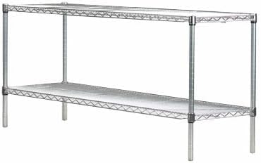 Omega Shelving Storage | 2 Tier Starter Shelving Unit 18" Deep x 30" Wide x 14" High - 800 lb Capacity per Shelf, Adjustable Wire Shelving, Tool-Free Assembly |Grey Shelving