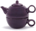 Amsterdam Tea for One Set Ceramic Teapot with Cup Plum Color 11oz Teapot and 7oz Cup Dishwasher Microwave Safe Small Tea Pot for Loose Leaf or Bagged Tea Gift for Home Office Decor Display Use