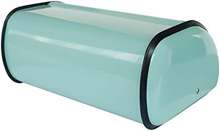 SOTECH Metal Bread Box with Roll Top Vintage Breadbox for Kitchen Countertop Retro Bread Bin Holder Counter Farmhouse Bread Storage Container Blue