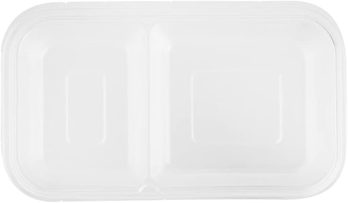 Restaurantware TRAYS ONLY: Futura 15.2 Ounce Trays For Containers 100 Microwavable Trays For 24 34 And 44 Ounce Containers - Containers Sold Separately 2 Compartments Clear Plastic Food Trays