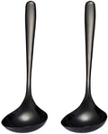 2-Pack Black Soup Ladle 304 Stainless Steel Spoon Kitchen Serving Sauce Server