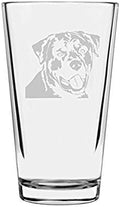 Rottweiler Dog Themed Etched All Purpose 16oz Pint Glass