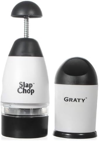 Slap Chop Original Japanese Stainless Steel Blades & Butterfly Opening Chopper - Manual Food Chopper for Salads & Vegetables - White