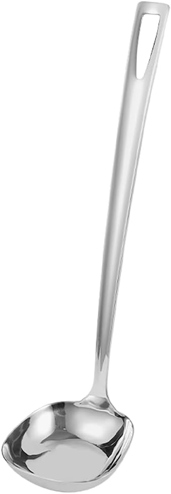 Cabilock 316 Stainless Steel Soup Ladle Square Head Nonslip Handle for Kitchen Cooking Utensils Slotted Serving Spoon