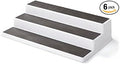 Copco 3-Tier Non-Skid Spice Rack Organizer for Kitchen Cabinet or Pantry, 15-Inch Tiered Shelf, White/Gray, Slip-Resistant Design for Jars and Bottles (Pack of 6)
