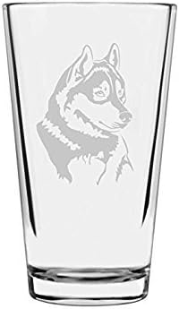 Husky Dog Themed Etched All Purpose 16oz Libbey Pint Glass