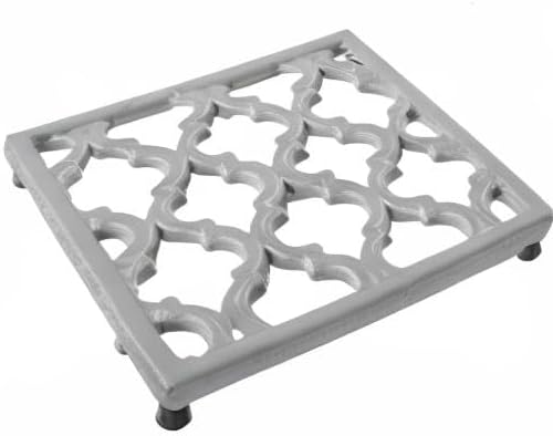 JOGREFUL Cast Iron Trivet Mats, Kitchen Pot Holders to Portect Table/Countertops, Heat Resistant Mats for Teapot/Hot Dishers/Plates, Vintage Mats with Weighted-Base, Gray