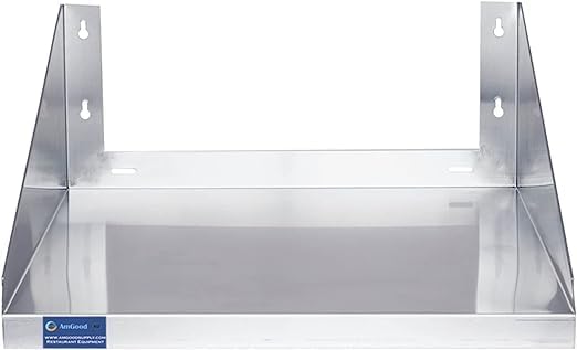 Stainless Steel Wall Shelf with Side Guards | Premium Commercial Wall-Mounted Shelf | NSF Certified Metal Utility Storage for Kitchen, Garage, or Laundry (24" Long x 18" Deep)