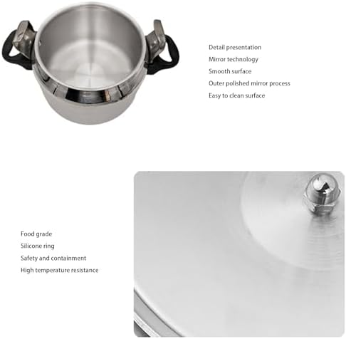 Pressure Cooker, 3/4 / 5 Liters Aluminum Explosion Proof Pressure Canner for Home and Commercial Use, with Easy Opening & Closing Lid for Gas, Electric, or Flat Top Stoves (5L)