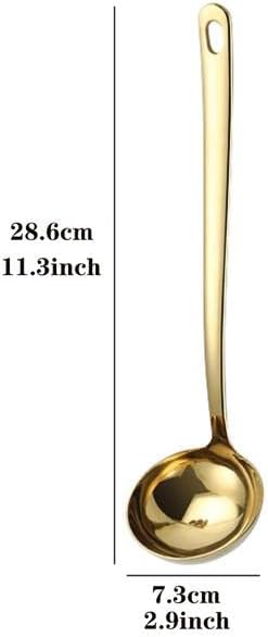 Gold Soup Ladle Large 2.9" Bowl Long Handle 304 Stainless Steel Spoon Kitchen Serving