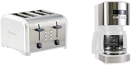 Kenmore 4-Slice Toaster, White Stainless Steel + Kenmore Coffee Maker 12 cup Drip Coffee Machine, Stainless Steel and White + Kenmore water filter 12 Pack pure and refreshing taste