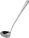 Industry 9.75 Inch Serving Ladle, 18/8 Stainless Steel, Extra Heavy Weight, 1 oz Capacity, Hammered Design, Mirrored Polished Finish, Silver