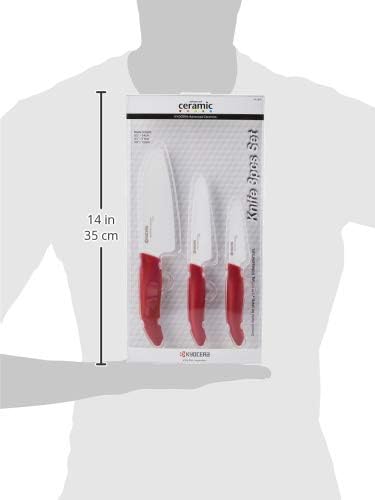 Kyocera 610446-FK-3PC-WHRD 3Piece Advanced Ceramic Revolution Series Knife Set, Blade Sizes: 5.5", 4.5", 3", Red