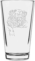 Bulldog Dog Themed Etched All Purpose 16oz Libbey Pint Glass