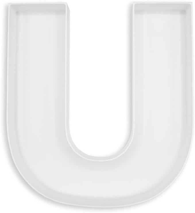 10" Reusable Plastic Box Form Tray Display for Treats, Charcuterie, Cake Pop, Candy, Charcuterie Box, Custom Charcuterie Letters Fillable - Reusable Letter Box - (White Plastic, U)