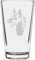 Belgian Shepherd (Malinois) Dog Themed Etched All Purpose 16oz Libbey Pint Glass