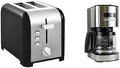 Kenmore 2-Slice Toaster, Black Stainless Steel + Kenmore Coffee Maker 12 cup Drip Coffee Machine, Stainless Steel and Black