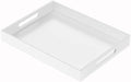 NIUBEE Acrylic Serving Tray 12x16 Inches -Spill Proof- White Decorative Tray Organiser for Ottoman Coffee Table Countertop with Handles