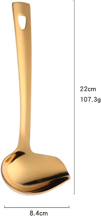 Sauce Ladle, BYEGOU Gold Drizzle Spoon with Spout Gravy Soup Ladle, Stainless Steel Kitchen Utensil, Mirror Polish & Dishwasher Safe, 8.67 Inch