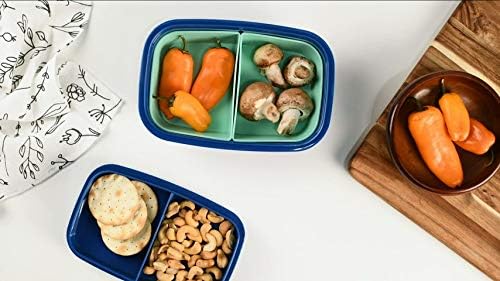 Ultimate Bento Box - Lunch Box for Kids & Adults with Removable Ice Pack - Leakproof, Multi-Compartment Food Container with Removable Containers - Microwave & Dishwasher Safe (Green, Blue, Green)