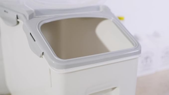 Airtight & Large-Capacity Rice Storage Container, Stackable & Easy-Access Bin for Rice, Grain, Pet Food, Flour, 1 Count (Gray (15KG))