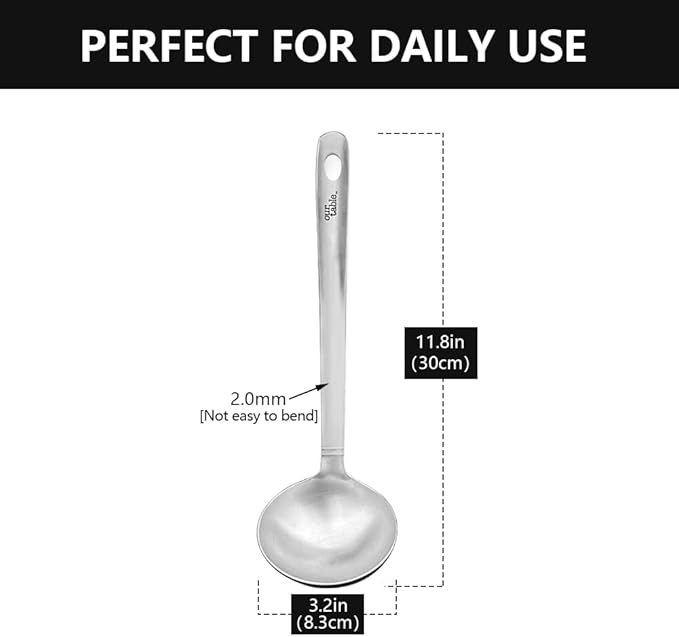 Stainless Steel Kitchen Ladle, Heavy Duty One-Piece Construction Cooking Ladle, Punch Soup and Stew Serving Ladles Scoop