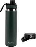 Olive Green 24oz Triple-Wall Stainless Steel Water Bottle – Wide Mouth, Leak Proof Thermos with Bonus Spout Lid – BPA-Free Flask for Gym, Hiking, Travel, Hot & Cold Drinks