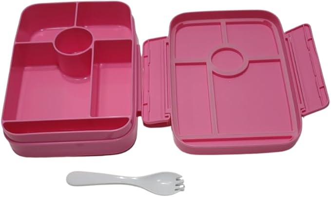 Bento Lunch Box,Container For Aduults Men Women With 6 Compartments,Lunchable Food Container With Utensils, bento box, meal prep lunch box,food holder (pink)
