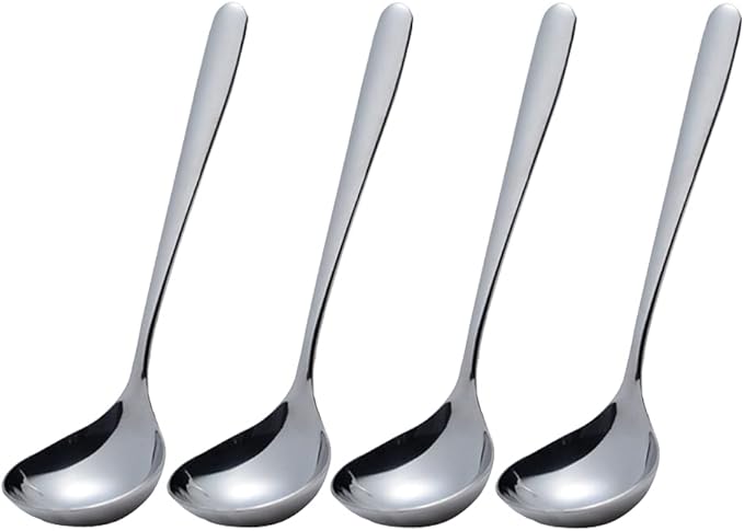 Small Ladles,Sauce,Gravy Soup Spoons Ladles,4 Pack SUS 304 Non-magnetic Stainless Steel 8'' (Color:Silver).