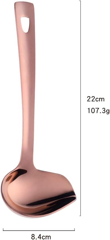 Sauce Ladle, BYEGOU Drizzle Spoon with Spout Gravy Soup Ladle, Stainless Steel Kitchen Utensil, Mirror Polish & Dishwasher Safe, 8.67 Inch, Rose Gold
