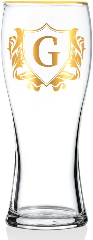 Personalized Beer Glass, Custom Alcohol Gifts for Beer Lovers, Unique Birthday, Christmas Gifts for Dad, Uncle, Husband, Boyfriend, with Initial G