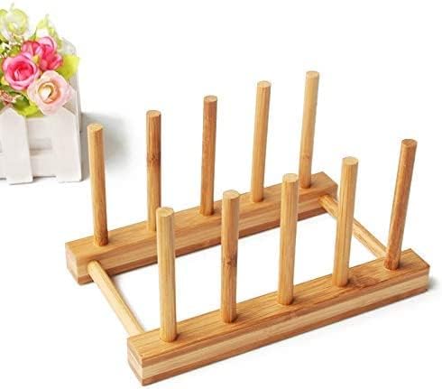 YWSHF 2 PCS Bamboo Wooden Dish Rack Dishes Drainboard Drying Drainer Storage Holder Stand Kitchen Cabinet Organizer for Dish/Plate/Bowl/Cup/Pot Lid/Book