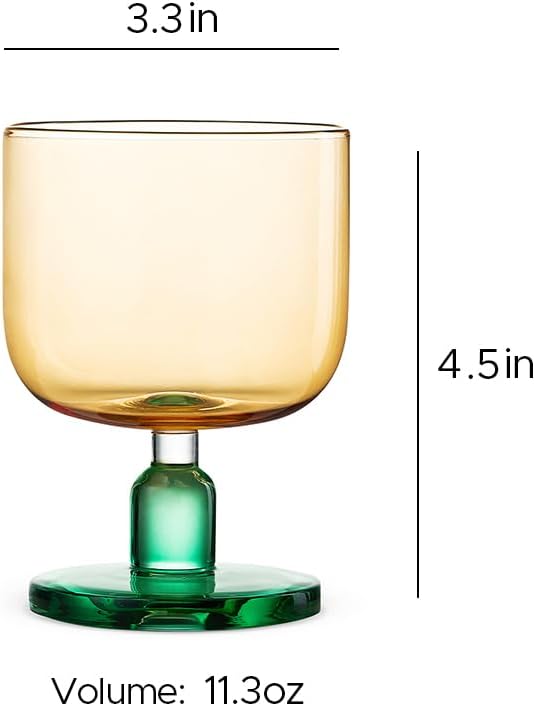 MU16 Jelly Collection short wine glass Crystal Wine Glasses, 11.2 oz – Lead-Free Drinking Glasses for Easter, Parties, Weddings, and Anniversaries Citrus Fizz