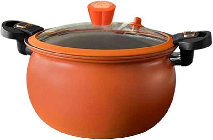 Non-stick Pressure Cooker for Home Cooking, 6-Quart Stainless Steel Stew Pot with Lid, Fast Cooking Soup and Stew Cooker, Multi-functional Easy Clean Kitchen Pot(Orange)