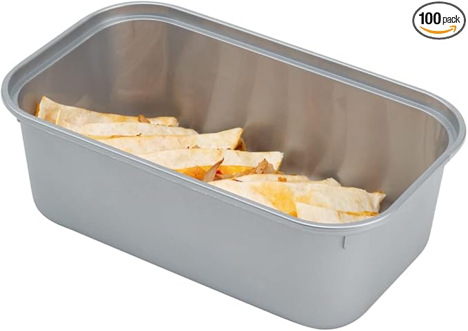 Restaurantware Futura 43.9 Ounce Meal Prep Containers With Lids 100 Microwavable To Go Containers - Inserts Sold Separately Disposable Silver Plastic Food Containers With Lids