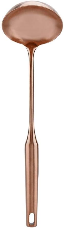 Soup Ladle, Stainless Steel Cooking Utensil Big Soup Spoon Kitchen Spatula Turner Cooking Tool Comfortable Grip (Rose Gold Soup Ladle)