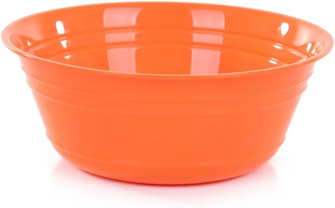 Mintra Home Plastic Bowls (1.8L Medium 6pk, Orange) - 7.8inW x 3.25inH - great for popcorn, snacks, chips, nachos, candy, Halloween, trick or treat bowls - 6 Party Bowls in a set