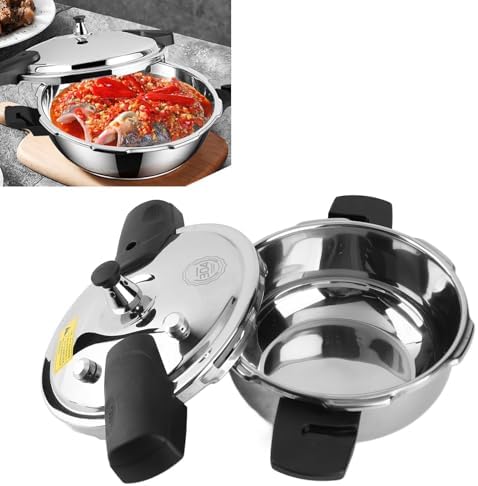 Stainless Steel Pressure Cooker, 1.8 Liter Small Pressure Cooker Explosion Proof, Multifunctional Pressure Canner Cookware for Gas Stove Induction Cooker, Silver