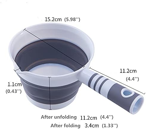 XBLDMJY Water Dipper,Folding Bath Ladle，Plastic Water Scoop for Travel, Tabo, Used In Kitchen, Garden, Bathroom(Grey)