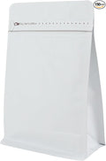 150 Pack High Barrier Stand-Up Coffee Bean Bags with Vented Valve, Matte Metallic, Heat-Sealable and Resealable Solid Color Pouches for Food Storage (6 * 12.8 inch,2 lb,32 oz,White)
