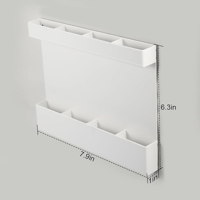 Picowe Magnetic Straw Holder Organizer, Metal 4-Slot Tumbler Straw Organizer for Fridge & Cabinet Door, Drinking Reusable Straws Dispenser Holds 10+ Straws (White)