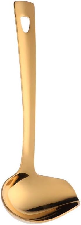 Sauce Ladle, BYEGOU Gold Drizzle Spoon with Spout Gravy Soup Ladle, Stainless Steel Kitchen Utensil, Mirror Polish & Dishwasher Safe, 8.67 Inch